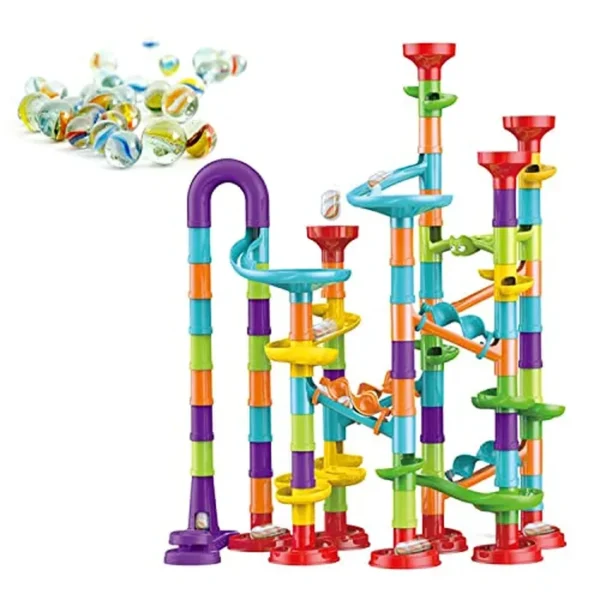 Marble Run para niños de 4 a 8 años, juego educativo de bricolaje, regalo de cumpleaños para mayores de 3 años, bloques de construcción de tuberías de pista, canicas de vidrio para niños, día de