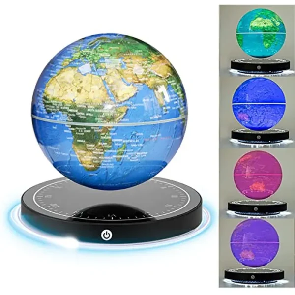 Globo flotante, globo de levitación magnética con luz LED, globo geográfico giratorio de 360° para decoración de oficina en casa, regalo tecnológico genial para niños, profesores, esposos, colegas.