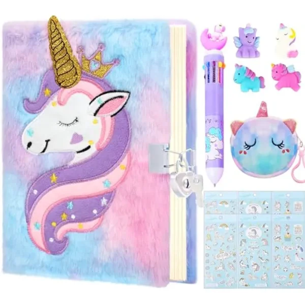 Diario esponjoso con candado para niñas, regalos de cumpleaños para niñas de 6, 7, 8 años, diario de princesa, diario para niñas, cuaderno de suministros de regreso a clases, regalos de cumpleaños de