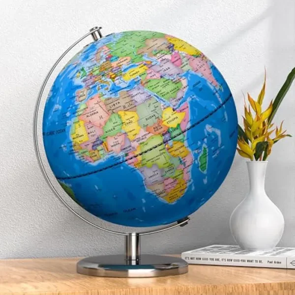 Globo del mundo iluminado de 9 pulgadas con soporte, globos educativos para el aprendizaje de los niños, detalles coloridos del mapa del mundo HD, lámpara de globo LED para decoración de