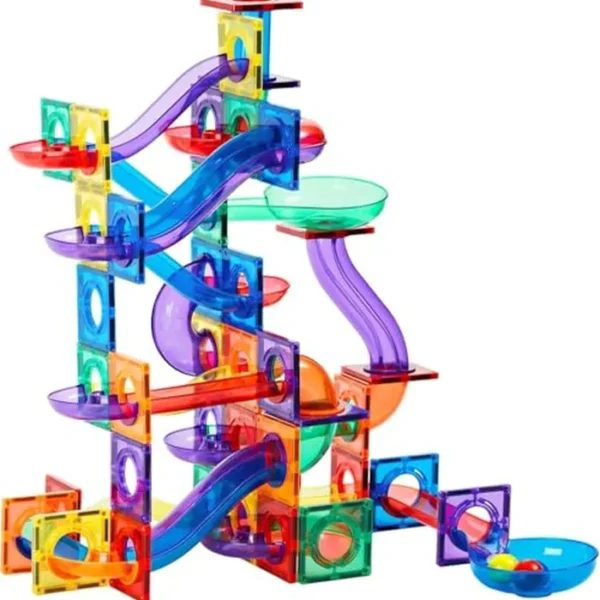 Learn & Grow Toys Paquete de expansión de 88 piezas, pista de carreras de mármol, juguete de construcción STEM y pista educativa de aprendizaje para niños de edades