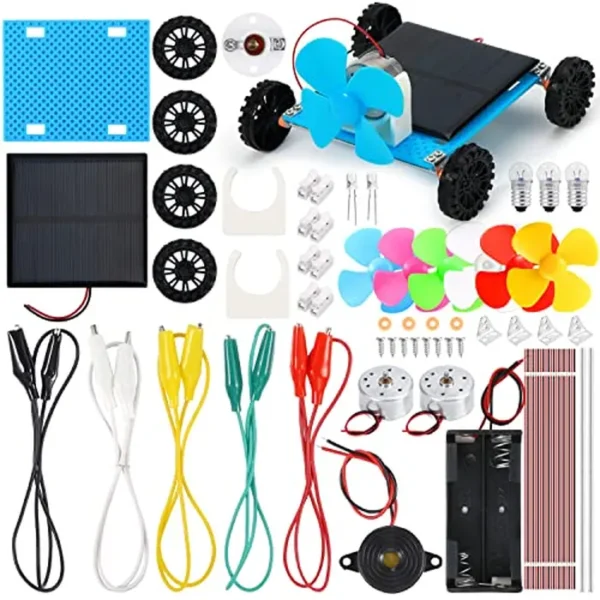 Sntieecr Kit de motor de circuito eléctrico con panel solar, kit de motor solar para niños, experimentos científicos, kits educativos de aprendizaje Montessori, proyecto de ciencia STEM para niños y