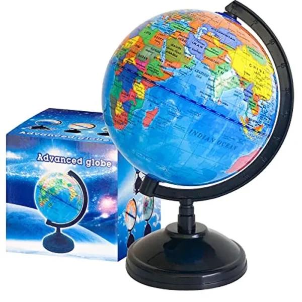 Globo mundial geográfico de 6 pulgadas para niños, globo educativo con soporte, decoración decorativa giratoria de mapa del mundo, globo político para aula, enseñanza de geografía, habitación de niños