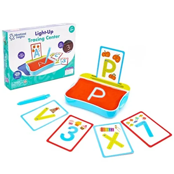 Educational Insights Centro de rastreo iluminado: actividades de aprendizaje para niños pequeños, juguetes de aprendizaje del alfabeto, práctica de escritura para niños, aprender a escribir con