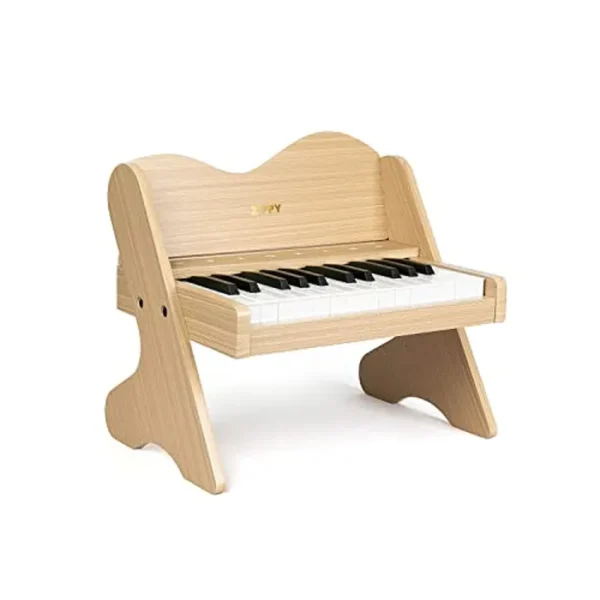 ZIPPY Teclado de piano para niños, piano digital de 25 teclas para niños, panel de control sensible al tacto, volumen ajustable, mini juguete de instrumento educativo musical, juguete de madera para