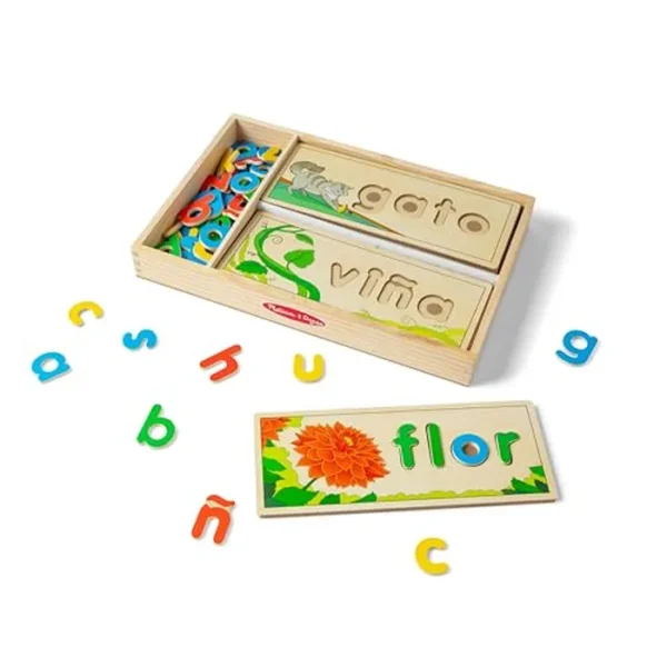 Melissa & Doug Spanish See & Spell Juguete educativo para aprender idiomas - Certificado FSC