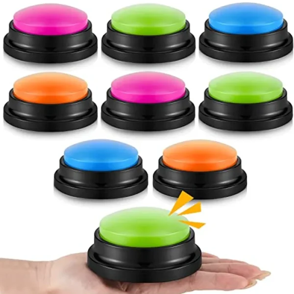 Honoson 8 piezas grabables de botón de respuesta zumbadores para espectáculos de juegos, botones de grabación, regalos para juegos de trivia de equipo de regreso a clases (color fresco)