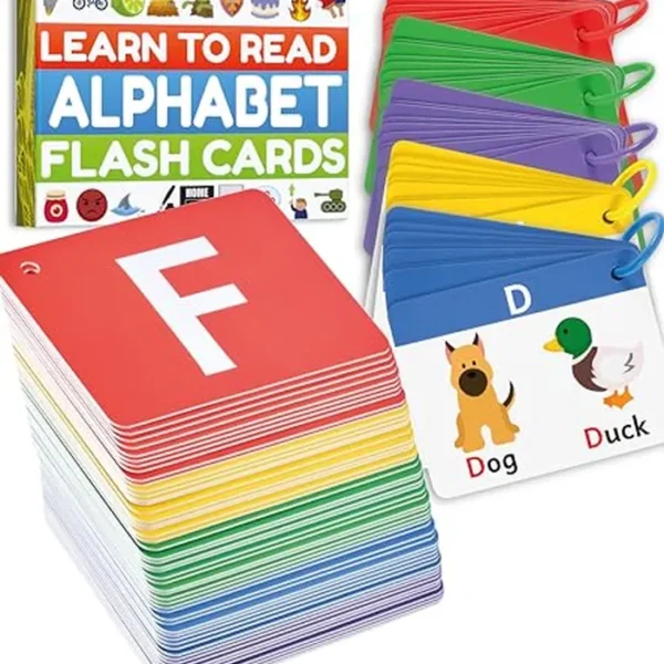 Tarjetas flash del alfabeto, tarjetas flash ABC gruesas para niños de 3 a 6 años, juego de aprendizaje de reconocimiento de letras minúsculas y mayúsculas
