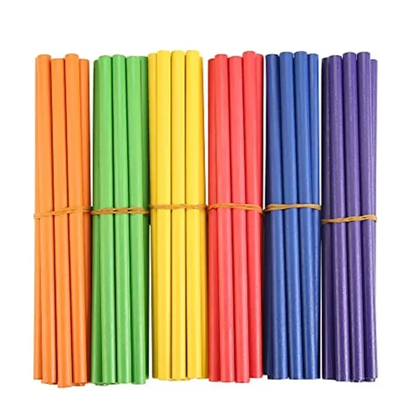 60 palos de ritmo para niños a granel, palos Lummi de música de madera, 6 colores