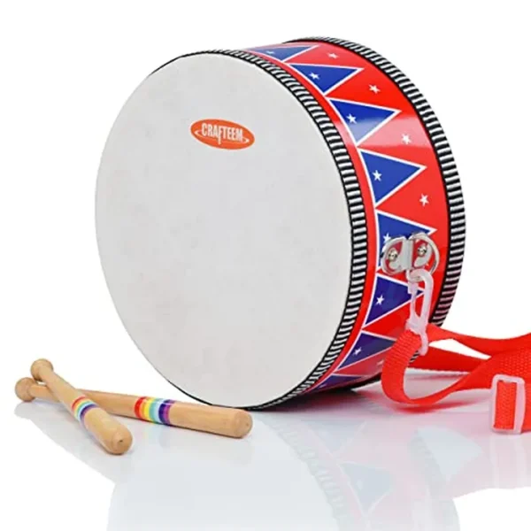 Juego de batería de madera para niños pequeños, juguete musical para bebés con campanas de muñeca, baquetas y divertido instrumento de batería para niños y niñas, regalo educativo de