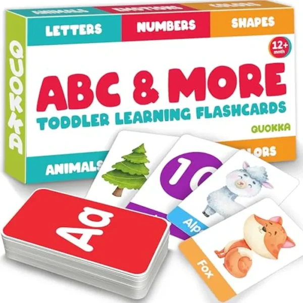 QUOKKA ABC - Tarjetas didácticas de aprendizaje para niños de 2 a 4 años, 60 tarjetas de juguete para niños de 1 a 3 a 5 años, números del alfabeto, colores, letras, animales, actividades de