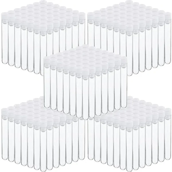 Xuhal 500 tubos de ensayo de 0.3 fl oz de plástico transparente con tapas, tubos de propagación pequeños de 0.630 x 3.937 in para experimentos científicos, polvo de propagación de plantas, especias,