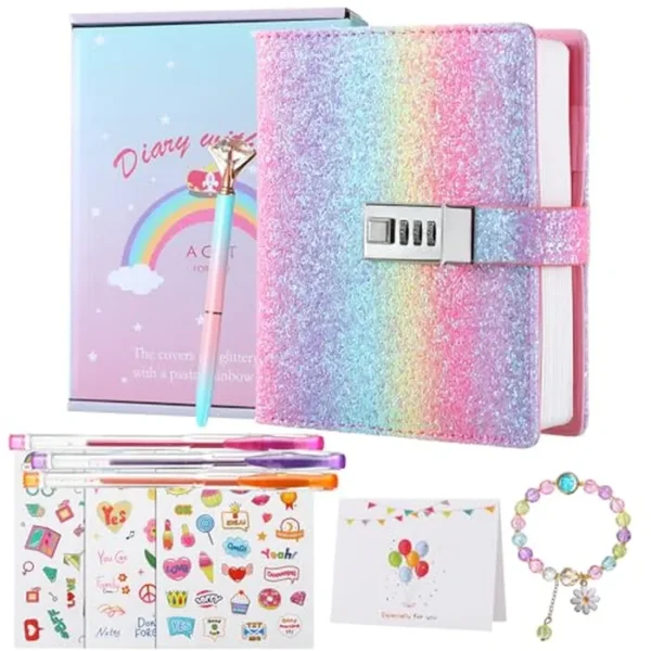Diario con candado para niñas, diarios con contraseña bloqueada para adolescentes, regalos de diario secreto para niñas de 9, 10, 11, 12 años, juego de diarios para niños de 8 a 12 años