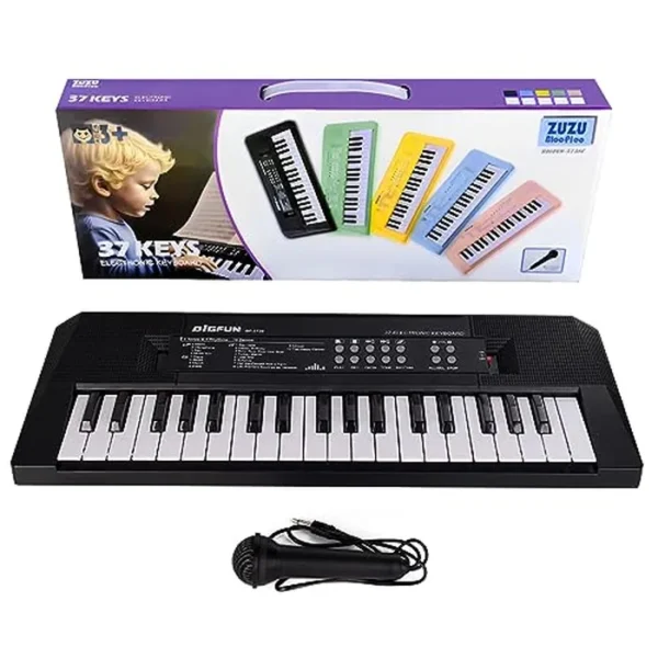 Teclado de piano para niños, teclado de música portátil de 37 teclas, aprendizaje temprano, música electrónica, instrumento de piano para niños y niñas de 3, 4, 5, 6 años (negro)