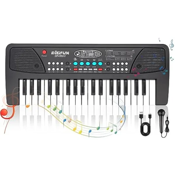 Teclado de piano para niños, piano de 37 teclas para niños, piano musical con micrófono, aprendizaje portátil, educativo, regalo de Navidad, cumpleaños, juguetes para niñas de 3, 4, 5, 6 años, niños