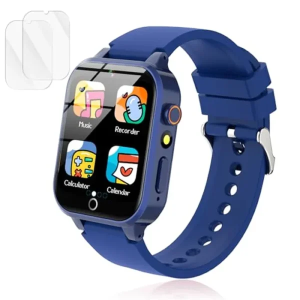 Reloj inteligente para niños, con 26 juegos de rompecabezas, pantalla táctil, cámara HD, reloj despertador, juguetes para edades de 4 a 12 años. Regalo de cumpleaños para niños y niñas (azul)