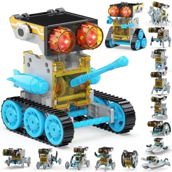 Kit de robot solar 30 en 1, 243 piezas, juego educativo STEM para niños de 8 a 12 años, regalo de experimento científico para cumpleaños (azul)