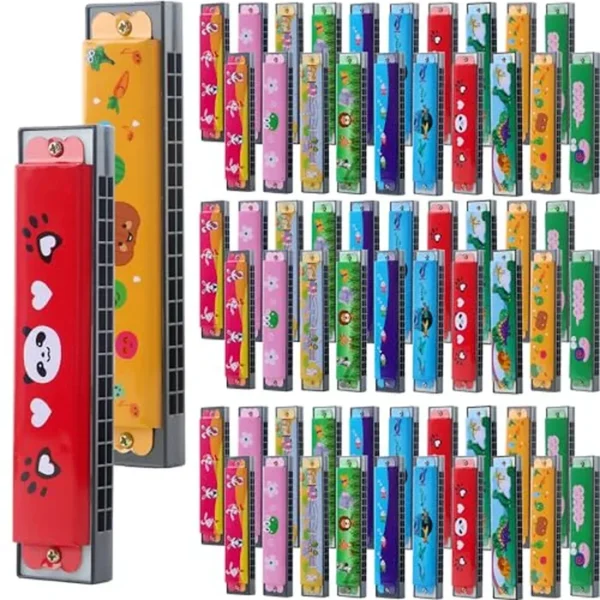 Paquete de 15 armónica de juguete para niños, armónica de dibujos animados con doble fila de 16 agujeros, instrumento musical, juguete para niños pequeños, adultos, principiantes, instrumento musical,
