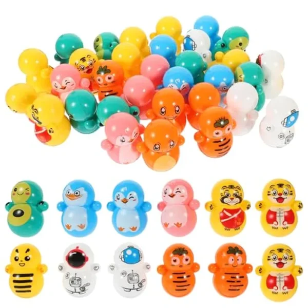 60 mini vasos de animales de juguete, bonitas estatuas de vaso de plástico para niños, recuerdos de fiesta, decoraciones de escritorio, color/estilo aleatorio, 1.41 x 1.24 x 0.98 pulgadas