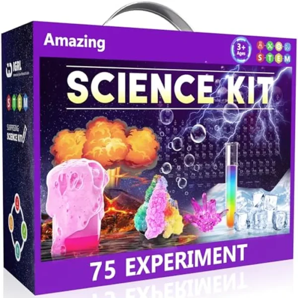 Kits de ciencia STEM para niños de 8 a 12 años, mini laboratorio de ciencias con más de 75 experimentos científicos fáciles, con juego de química, magia de la ciencia, ciencia de la tierra, juguetes