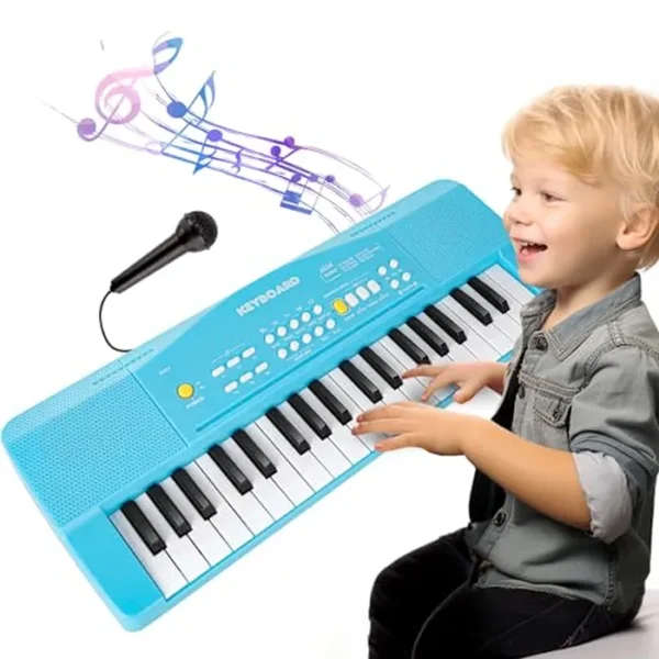 Teclado de piano de juguete para niños, pianos eléctricos mejorados, juguetes para niños de 3, 4, 5, 6, 7, 8 años, teclados para principiantes con micrófono de juguete para regalos para niños de más