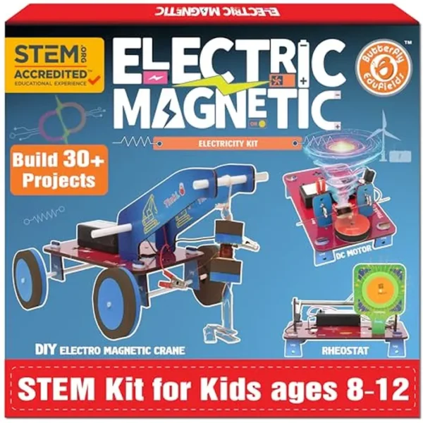 Butterfly Edufields Kits STEM 30 en 1 para niños de 8 a 10 a 12 años | Juguetes STEM para edades de 8 a 13 años | Electricidad y magnetismo | Kit de proyectos de ciencia para niños y niñas de 8 a 10 a