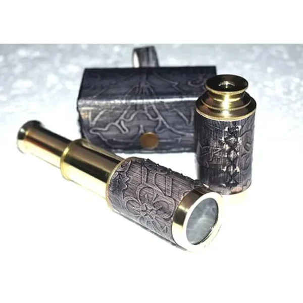 Telescopio de latón náutico, telescopio de mano de latón monocular para observación de aves Caza Senderismo Viajar Plegable