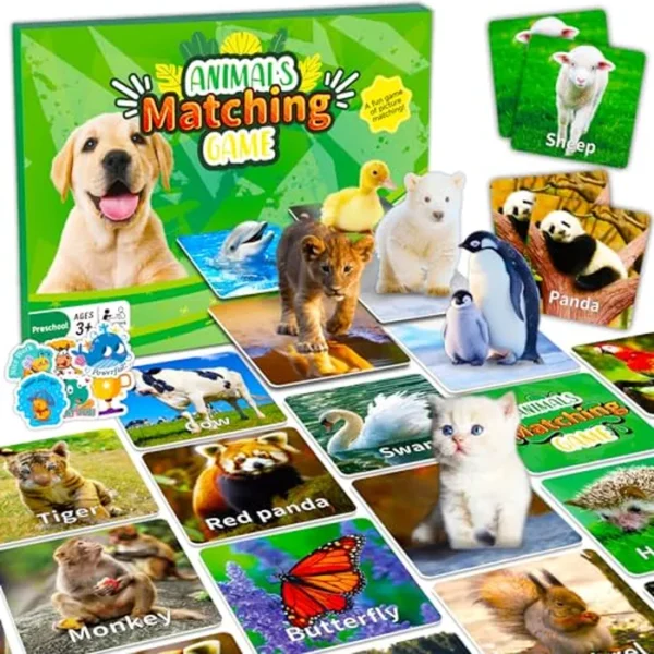 Juego de cartas de memoria para niños, 100 unidades, juego de tarjetas de memoria para niños pequeños, actividades de aprendizaje preescolar, tarjetas a juego de memoria para niños y niñas,