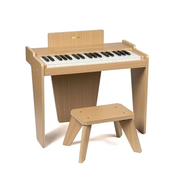 ZIPPY Teclado de piano para niños, piano digital de 37 teclas para niños, instrumento educativo musical, piano de madera para niñas y niños de más de 3 años, roble básico