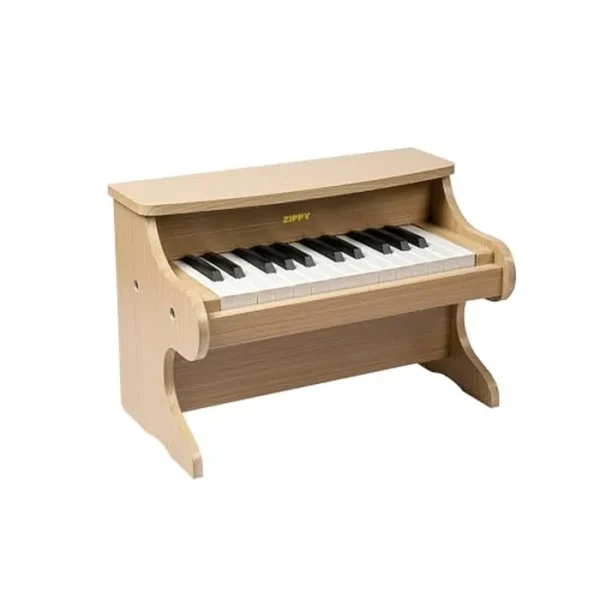 ZIPPY Teclado de piano para niños, piano digital de 25 teclas para niños, mini instrumento educativo musical, juguete de madera para niños y niñas (roble)