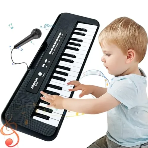Piano de 37 teclas para niños de 3 a 6 años, teclado de piano para niños con micrófono, portátil para principiantes, piano musical para aprendizaje, juguetes educativos de regalo de Navidad