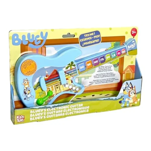 Bluey Music Time Electronic Learn to Play Guitar - Juguete de aprendizaje portátil para educación musical para niños pequeños y preescolares