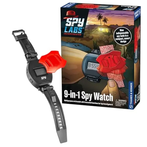 Thames & Kosmos Spy Labs: Reloj espía 9 en 1 | Hora, fecha, reloj despertador, cronómetro, lupa, herramientas de mensajes secretos & Más| Gadget esencial de los expertos en equipos de detectives para