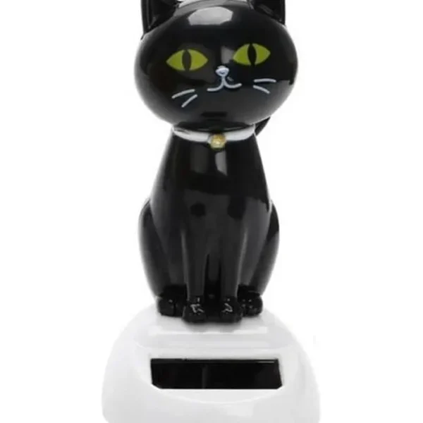 BWESOO Gato bailarín solar negro, figura de gato bailarín, adornos bailarines, decoración de automóvil, decoración de escritorio, ventana de regalo, ventana de regalo, muebles para el hogar de