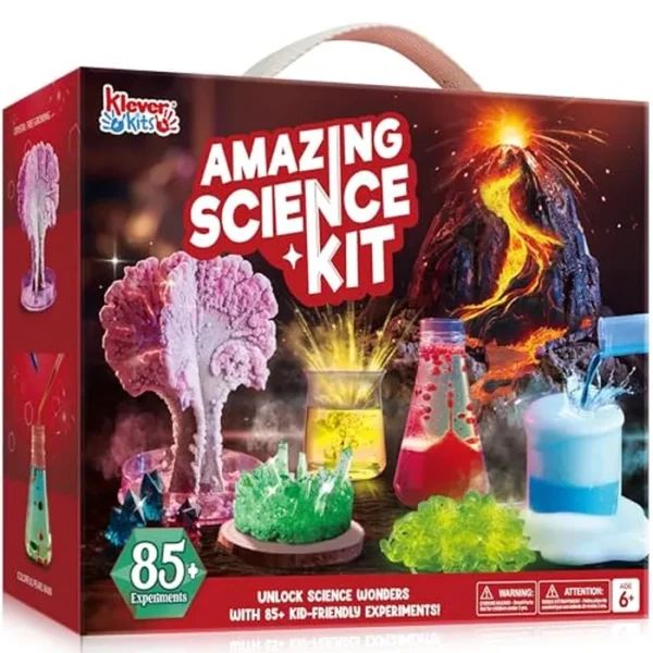 Klever Kits Increíbles kits científicos: juguetes educativos de más de 85 experimentos, actividades STEM con volcán en erupción y árbol de cristal en crecimiento para niños de 6, 7 y 8 años en