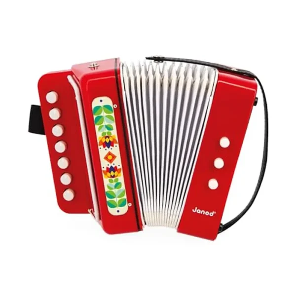 Janod - Gioia Bellows Acordeón - Instrumento musical infantil - Juguete de despertar musical y de imitación - Con correa de apoyo - A partir de 3 años, J07654