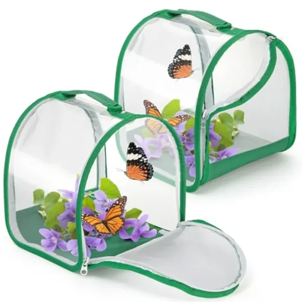ZOOFOX Paquete de 2 hábitat de mariposa monarca, 8 pulgadas, pequeña jaula plegable de malla para insectos, terrario emergente