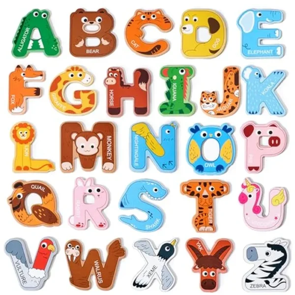 JoyCat Letras magnéticas, imanes de nevera del alfabeto ABC para niños pequeños y niños, lindos juguetes educativos de animales, 26 imanes de refrigerador mayúsculas, gran regalo de aprendizaje de
