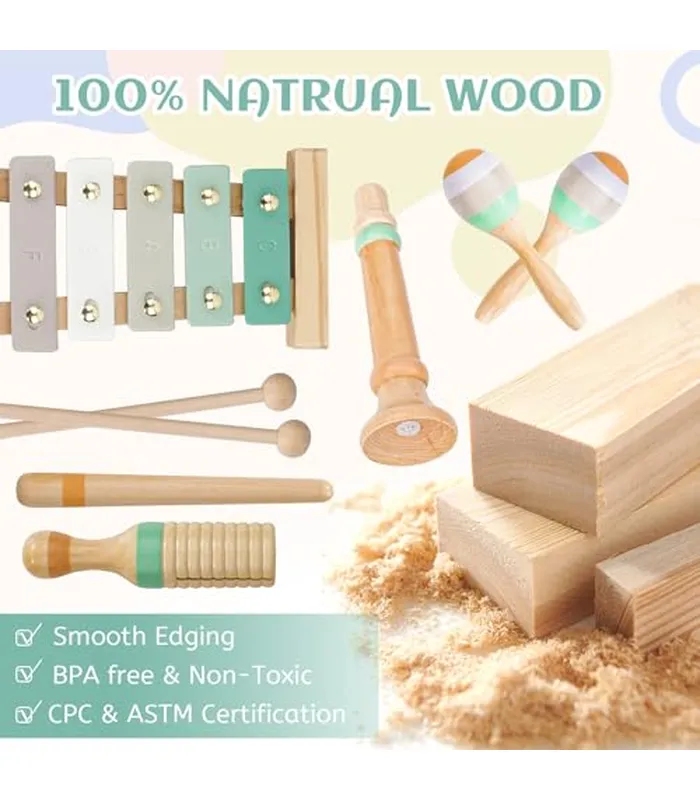 B0CZ3VJJMD04 Raimy Juego de instrumentos musicales – Colores neutros Montessori Juguetes Montessori de Percusión Música Moderno Boho Xilófono Regalos de cumpleaños para niños de 1, 2 y 3 años, niños pequeños y