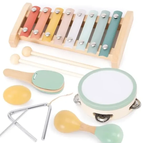 Divertidos instrumentos musicales para niños pequeños, los instrumentos de madera perfectos para que los más pequeños exploren sonidos a través del juego, gran regalo de juguete Montessori para bebés,