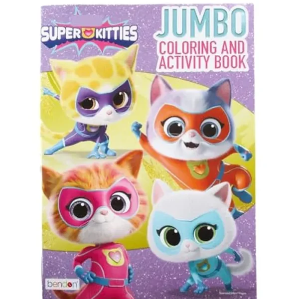 Making the Grade Super Kitties - Libro para colorear y actividades con personaje de pie en la parte posterior, 80 páginas, color morado