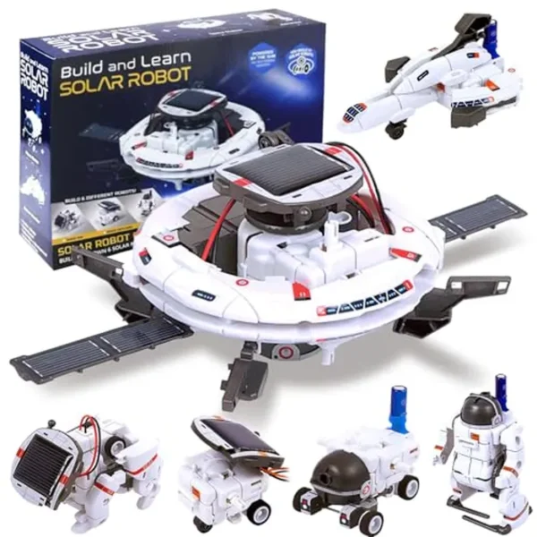 STEM 6 en 1 - Robot solar educativo para edades de 8 a 13 años, juego de robótica, juguetes espaciales para niños, kits de ciencia de experimentos de construcción, regalos de cumpleaños para niños de