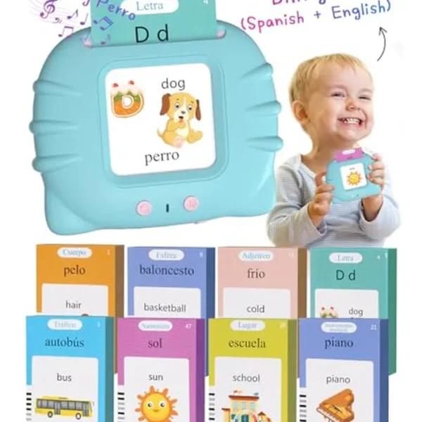 Tarjetas didácticas bilingües de 510 palabras en español e inglés para niños pequeños de 1 a 3 años, juguetes Montessori de aprendizaje de habla de bolsillo, juguetes Montessori para niños, terapia