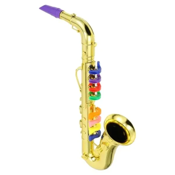 Hemoton Molde de saxofón para niños con 8 teclas de colores, instrumentos musicales para niños, incluyendo juguete de plástico para saxofón, juguete educativo, regalo de música en casa, escuela,