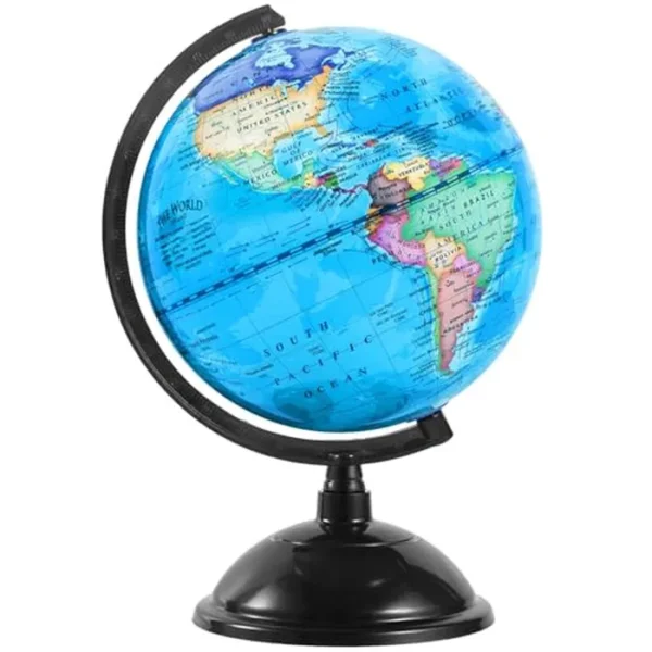 Globo mundial de 8 pulgadas con soporte giratorio de tierra para niños, geografía, aula, educación o decoraciones (azul)