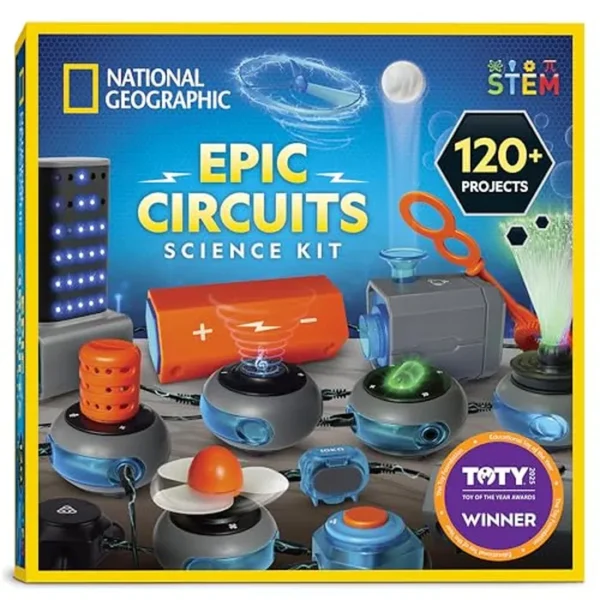 National Geographic - Kit de circuito electrónico para niños con 120 proyectos de circuito eléctrico, juguete STEM de circuito eléctrico, proyectos electrónicos, kit de circuito eléctrico para niños,