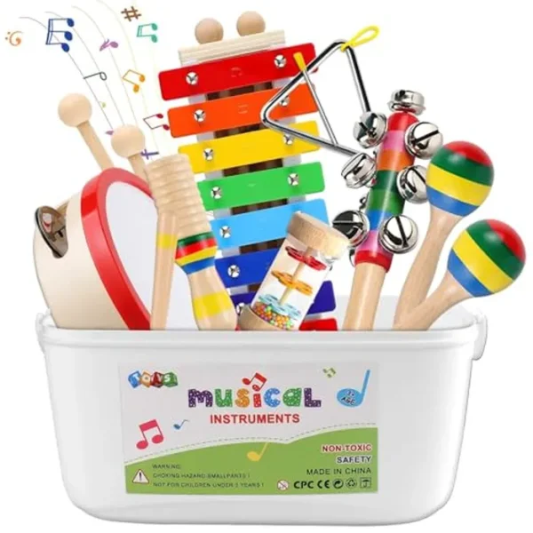 Instrumentos musicales para niños, juguetes musicales Montessori para bebés de 3 a 5 años, instrumentos de percusión de madera, juguete para educación preescolar