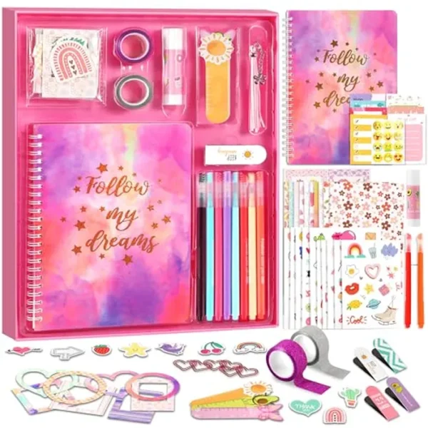 Kit de diario de bricolaje para niñas, regalos de cumpleaños para niñas de 7, 8, 9, 10 años, regalo ideal para adolescentes y adolescentes de 7 a 14 años, kit de 74 piezas de manualidades artísticas