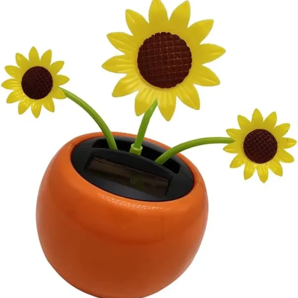 Flor bailarina amarilla accionada por energía solar, regalo de decoración, juguete de bailarina oscilante, no requiere batería, decoración de automóvil para niños, decoración de automóvil de girasol