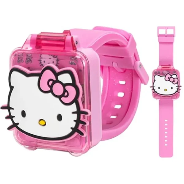Hello Kitty - Reloj educativo para niños con juegos interactivos de aprendizaje, 10 caras digitales, alarma, cronómetro, temporizador y profesor de tiempo, divertido reloj inteligente con pantalla